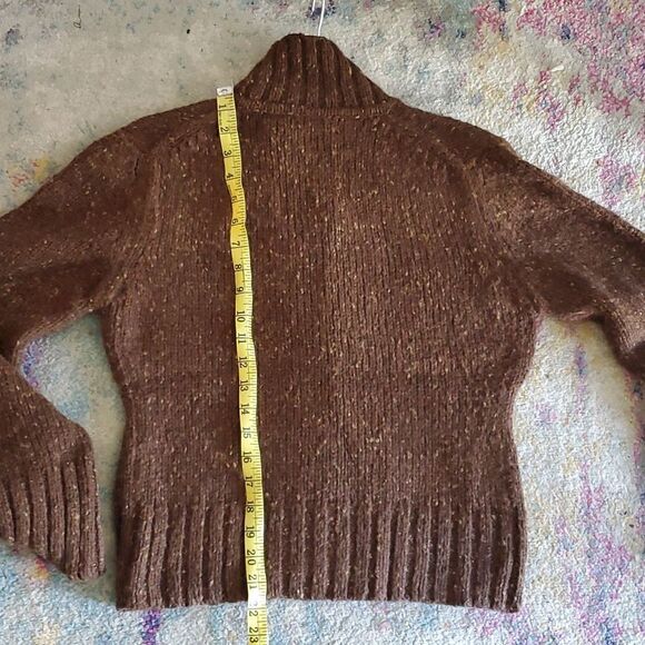 Peruvian Connection Alpaca Wool Blend Button Down Mock Neck Sweater in Brown - Picture 8 of 14